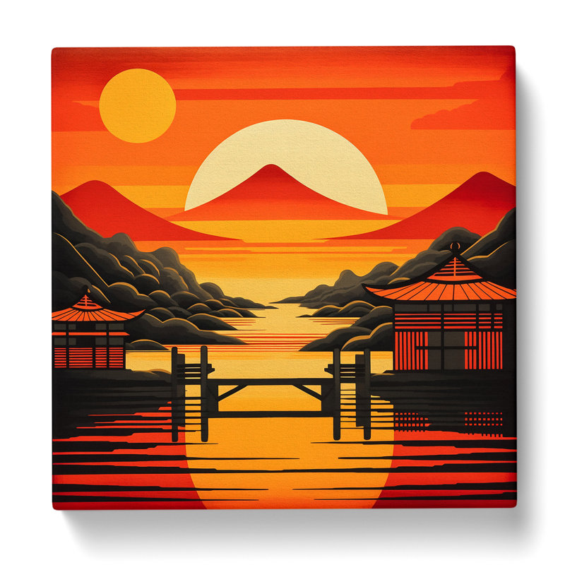 Japanese Sunset Constructivism No.3 - Print, 35cm H x 35cm W x 3cm D