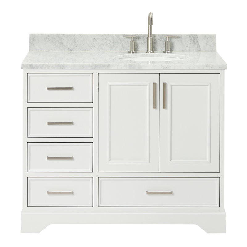 Ensemble de meuble-lavabo simple 43 po avec plateau Abita, Blanc