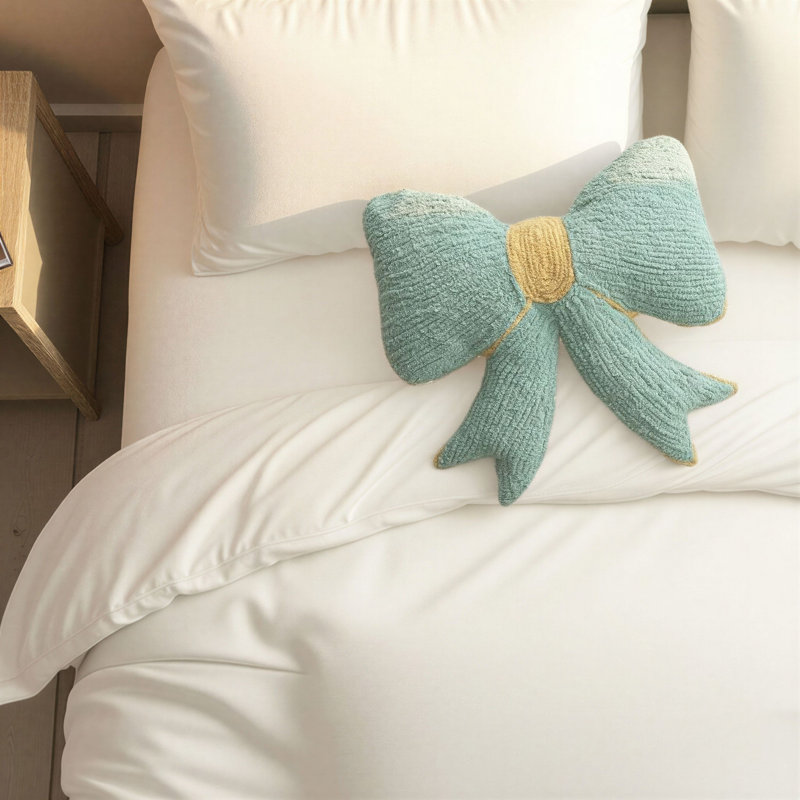Woven Cotton Chenille Bow-Shaped Decorative Pillow