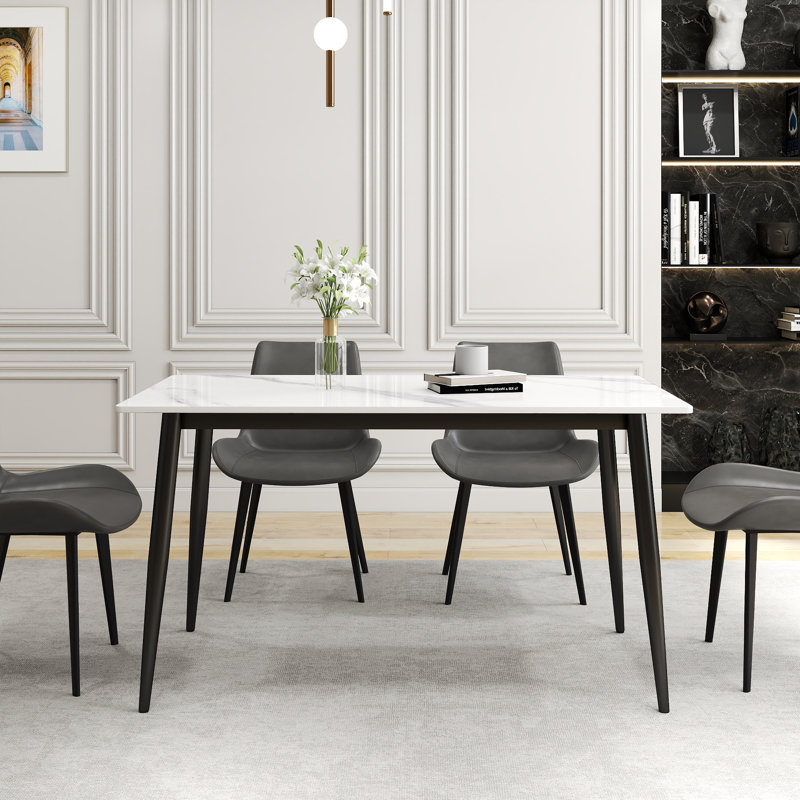 Grande table de salle à manger Juvan, Blanc neige, H 29,21 po x L 31,49 po x l 55,11 po