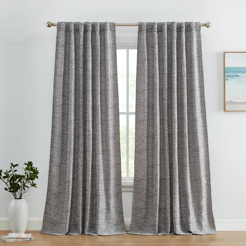 Latitude Run® Hermania Jacquard Slub Texture - Privacy Curtains With Back Tab Rod Pocket Lightweight Window Curtains Drapery Panels For Bedroom, Dining Room & Living Room, 2 Panels