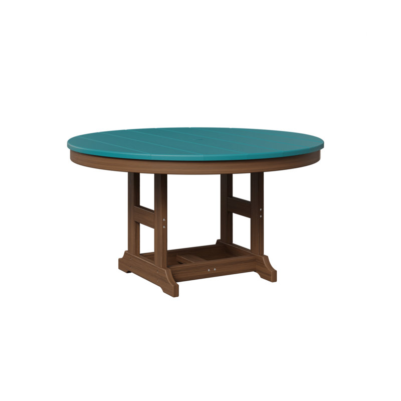 KIDS Outdoor Round Dining Table, Antique Mahogany, Aruba Blue