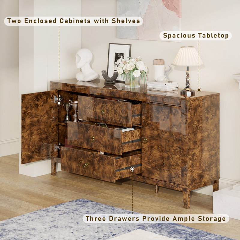 Breakwater Bay Adamarys Burl Wood Sideboard Buffet