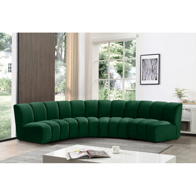 Canapé modulaire en velours Infinity, Velours vert, 4 pièces