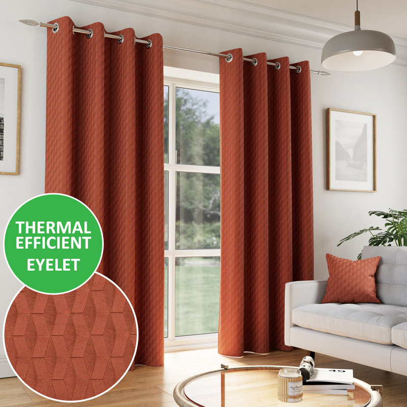 Room Darkening Curtain Panel Pair, 229cm Width x 229cm Drop, Orange