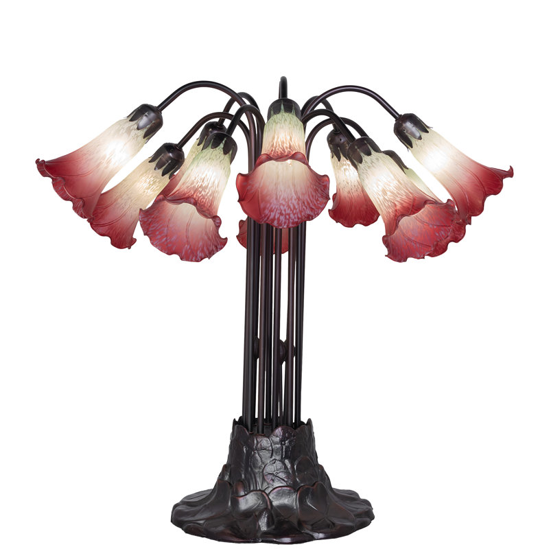 Pond Lily Table Lamp, Seafoam/Cranberry