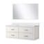 Meuble-lavabo simple blanc l 48 po x P 22 po, comptoir en quartz blanc et miroir de 43 po-2026156113