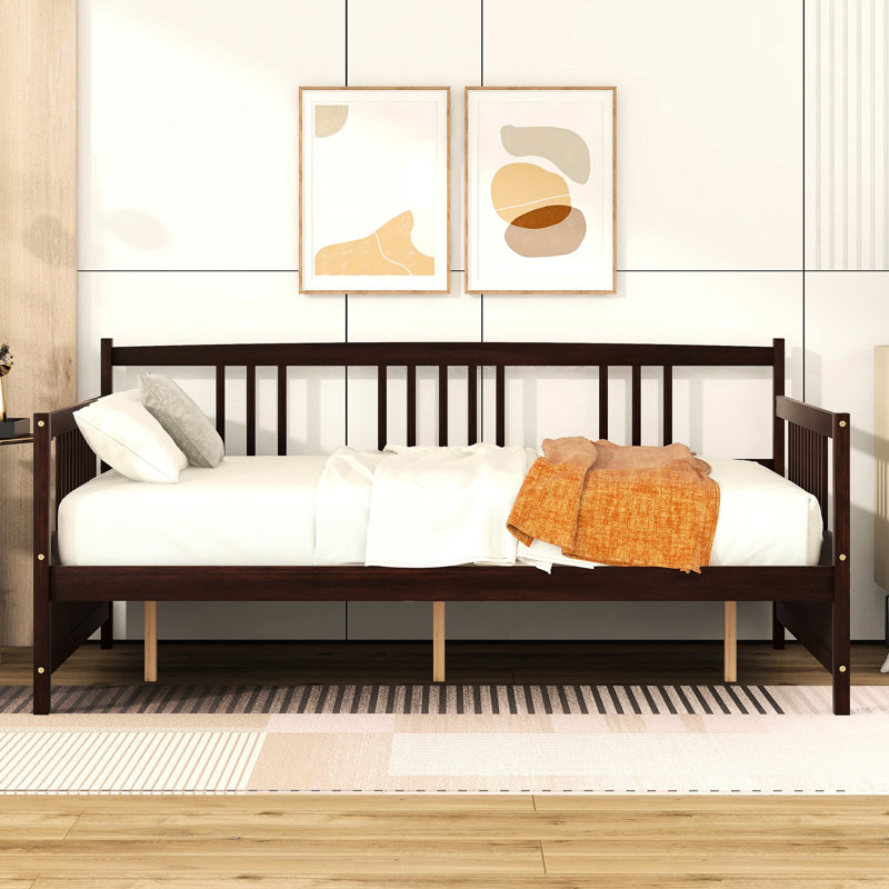 Lit de jour double avec finition - et élégant pour le salon de la chambre à coucher en tant que structure solide de lit / look, lit multifonctionnel, rangement disponible