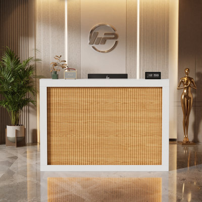Reception Desk With Counter And Charging Station, Led Lights