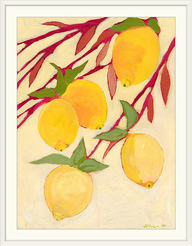 «Nolani Five Lemons», reproduction, H 32 po x l 26 po x P 1 po, Cadre blanc