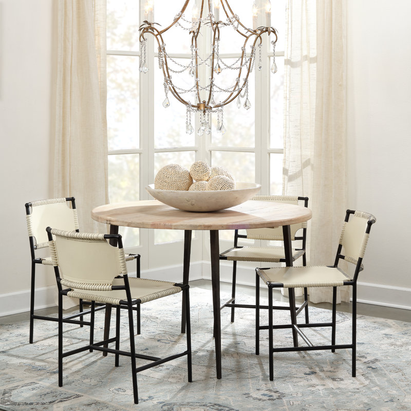 Asher Leather Upholstered Side Chair, Off White