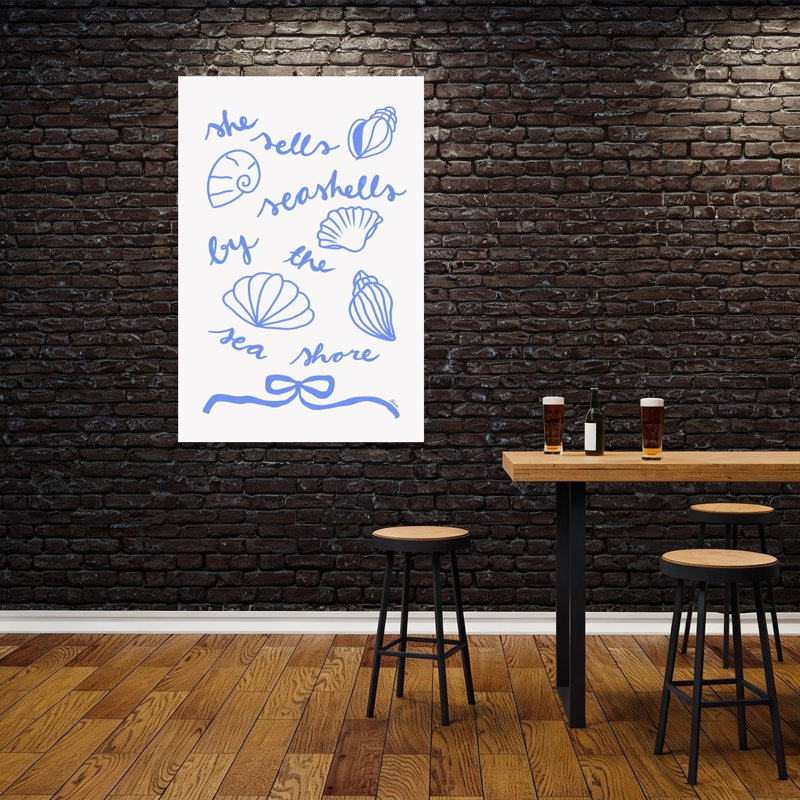 She Sells Seashells Whimsical Abstract Coastal Wall Art Print 1 Piece Wrapped Canvas Wall Art, 152.4cm H x 101.6cm W