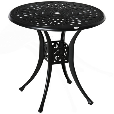Table de salle à manger ronde 30 "avec trou pour parasol Outsunny, table bistro d'extérieur en fonte d'aluminium seulement