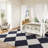 Simple Fresh Square Pattern Non-Slip Bottom Cotton Fabric Retro Senior Black Carpet Fringed Area Rug-641657142