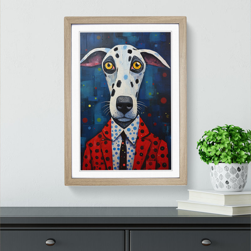 XYZ-FRM-V1223-490 Dalmation Expressionism No.2 - Single Picture Frame Print on Wood, Oak , 34cm H x 25cm W x 2cm D