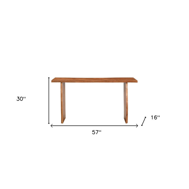 57" Chestnut Solid Wood Sled Console Table