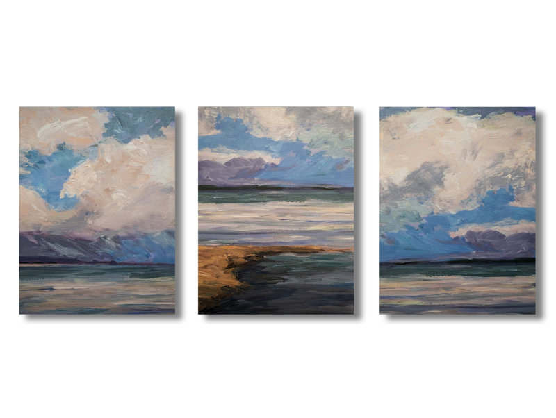 Celadon Set by John Beard - Artist Enhanced Canvas Print, 30" H x 40" W x 3" D, White Floater Framed