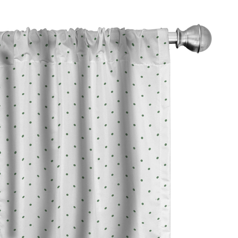White and Green Polka Dot Rod Pocket Curtain Panels 28" x 63"
