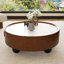 Table basse Mid-Century moderne avec rangement caché et plateau en pierre