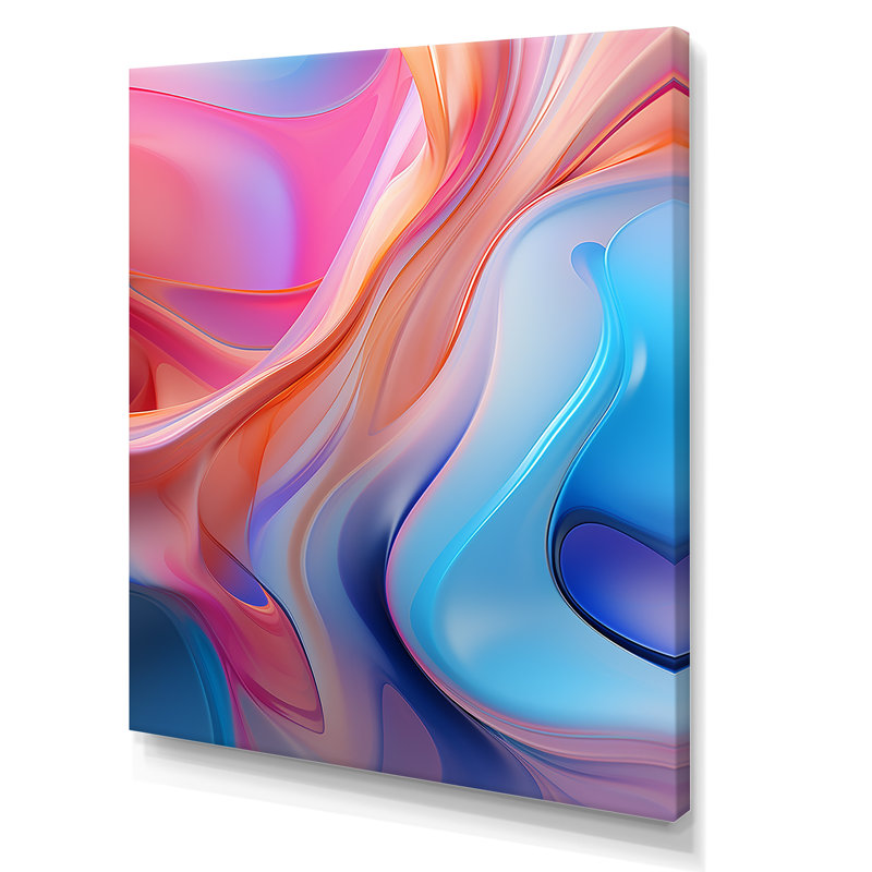 Art mural sur toile abstrait transitionnel bleu et rose II, Toile tendue, H 32 po x l 16 po x P 1 po