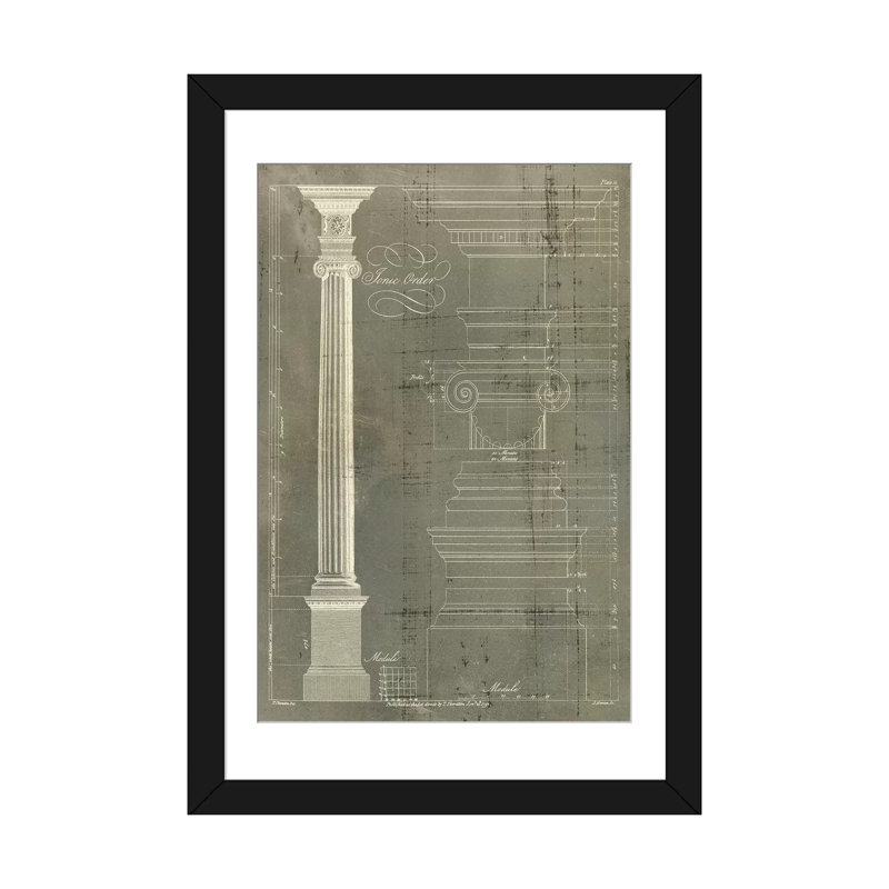 « column blueprint ii », impression sur toile, H 24 po x l 16 po x P 1 po, Papier d'art encadré noir, Blanc