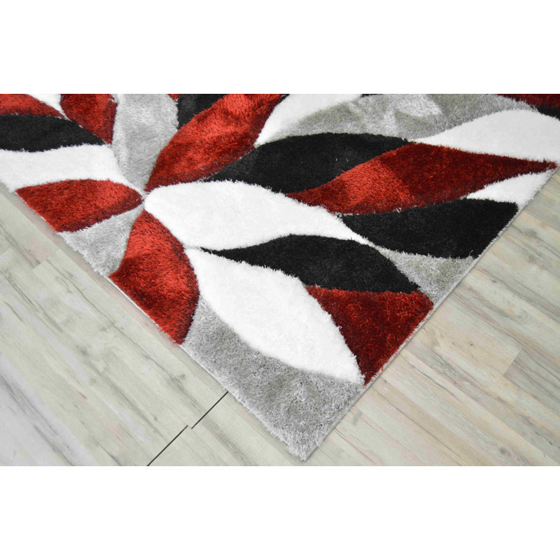 Modern Arriola Shag Abstract Geometric Rug For Living Room Bedroom, Rectangle 2'7" x 3'11"