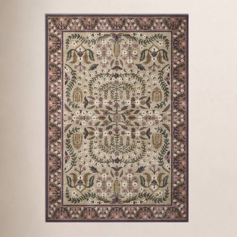 Tapis aubergine Rifle Paper Co. x Loloi, Rectangle 6 pi x 9 pi
