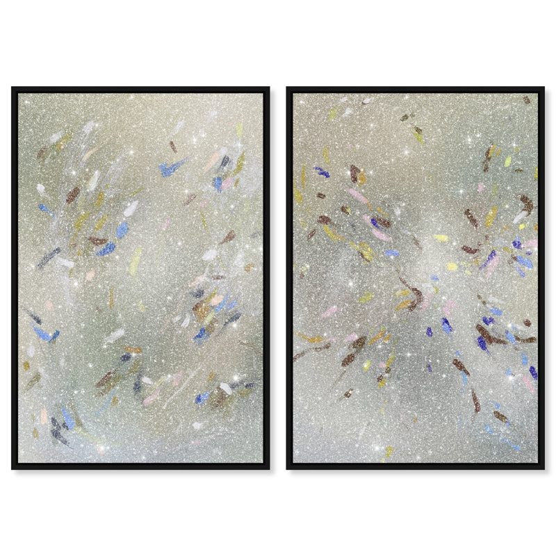 Spontaneous Traces Set Set by Oliver Gal, 50"H x 34"W, Black Floater Frame