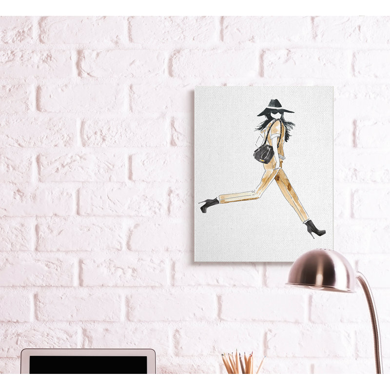 Pose de marche féminine haut profil, Toile tendue, H 30 po x l 24 po