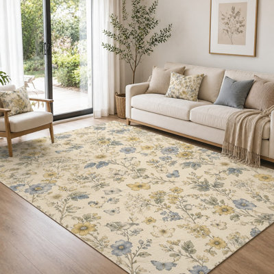 1pièce tapis à imprimé floral botanique - délicatement moelleux, lavable et facile à nettoyer, motif artistique de vigne, grand tapis mince, envers antidérapant, pour le salon, la chambre à coucher, la cuisine, le bureau à l'intérieur pour la maison