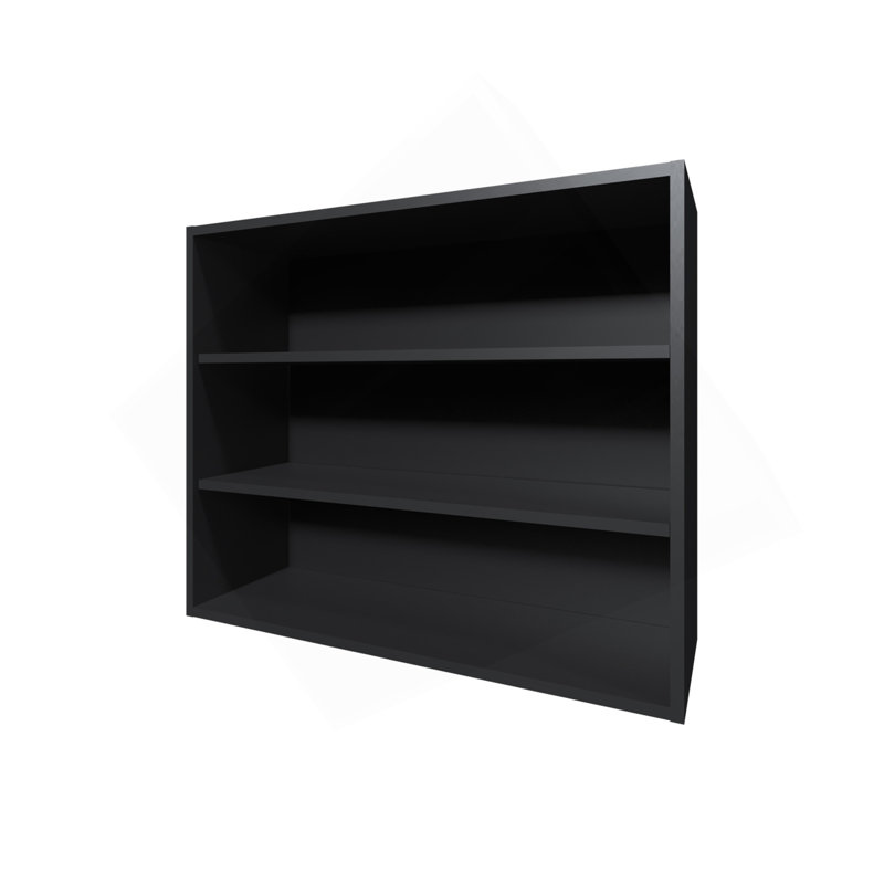 Chinle Wall Cabinet In Melamine With Open Storage, Black, Black