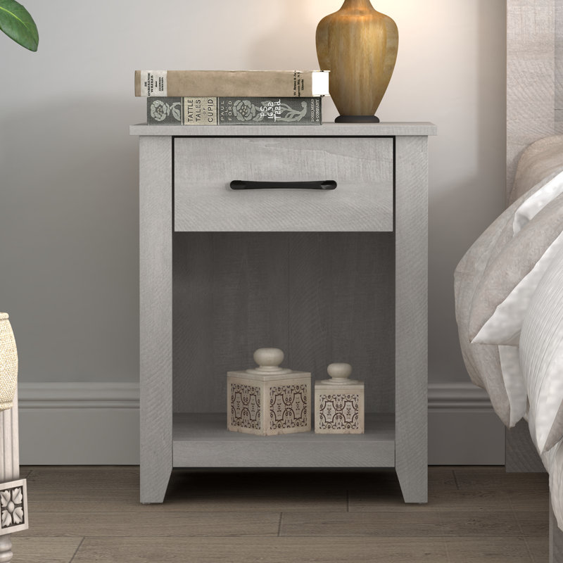 Walter 20.3" 1 Drawer Nightstand, Dusty Gray Oak