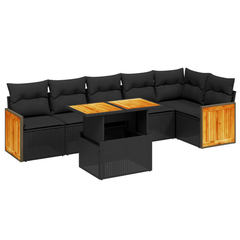  Ensemble de canapé de patio avec accoudoirs réglables, Noir
