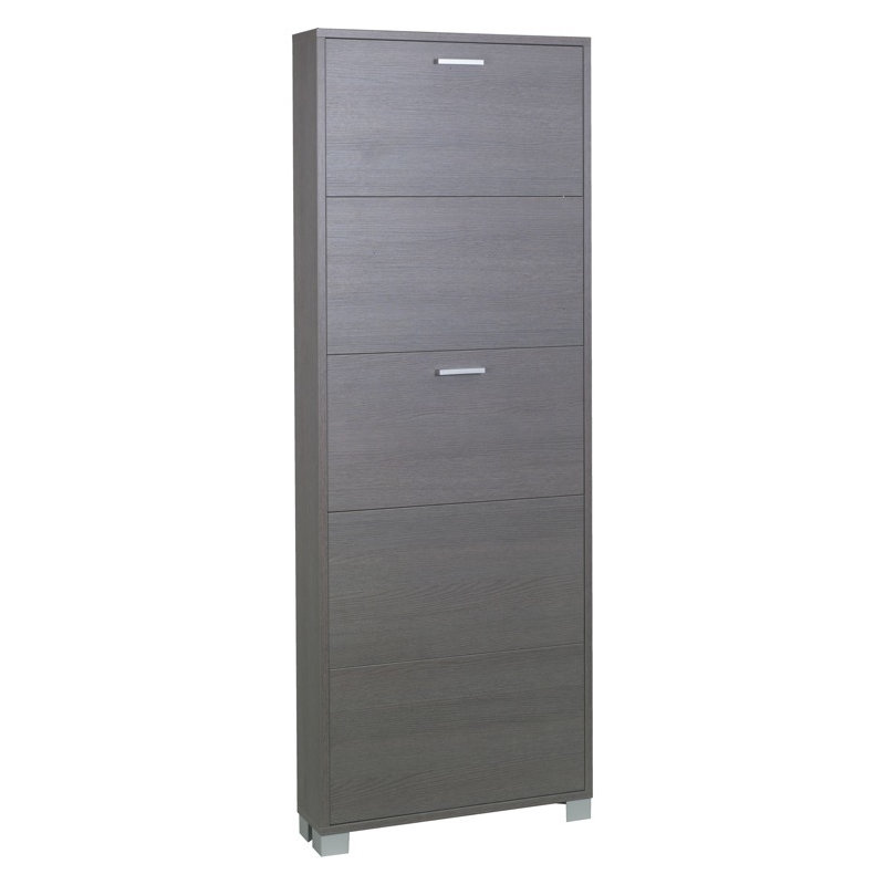Una 15 Pair Shoe Storage Cabinet, Gray Oak