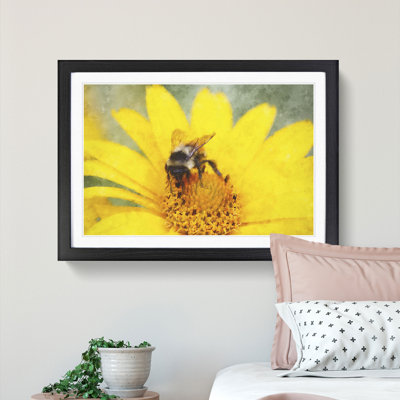 Bee Collecting Pollen 1 Piece Single Picture Frame Painting on MDF