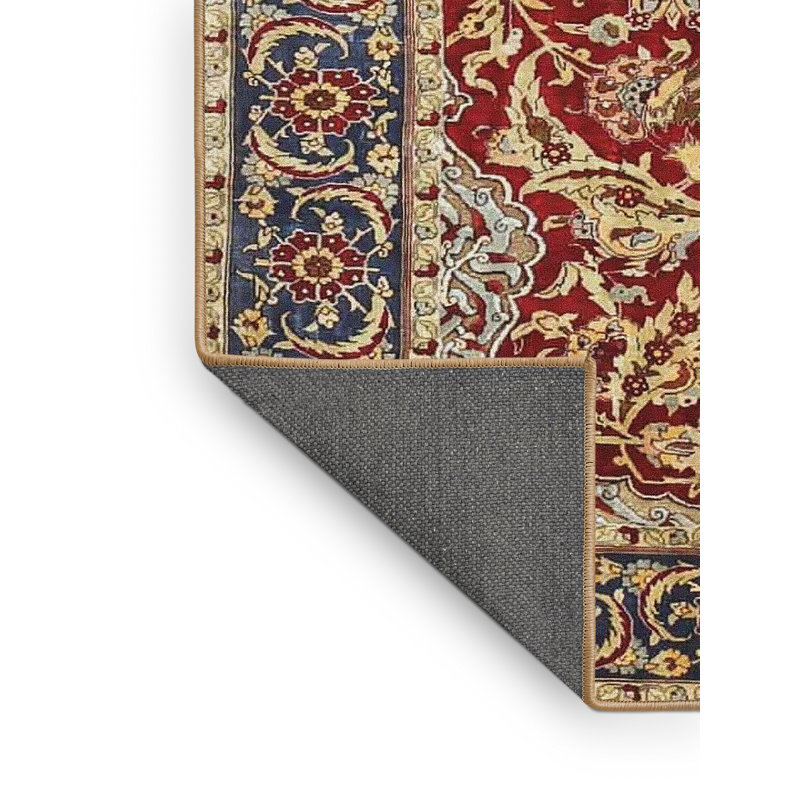 Tapis oriental rouge / bleu / gris, Rectangle 5 pi x 7 pi