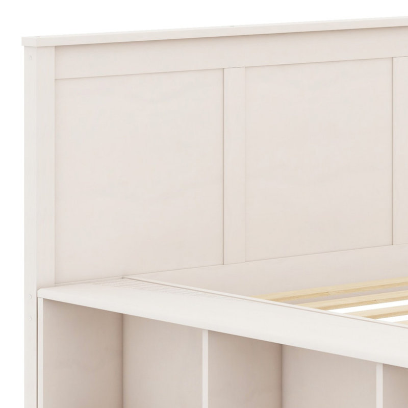Lit avec rangement et lit gigogne escamotable, Cream White, Double