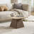 Modern Rectangular Travertine Textured Stone Coffee Table With Solid Wood Base For Living Room-244173190