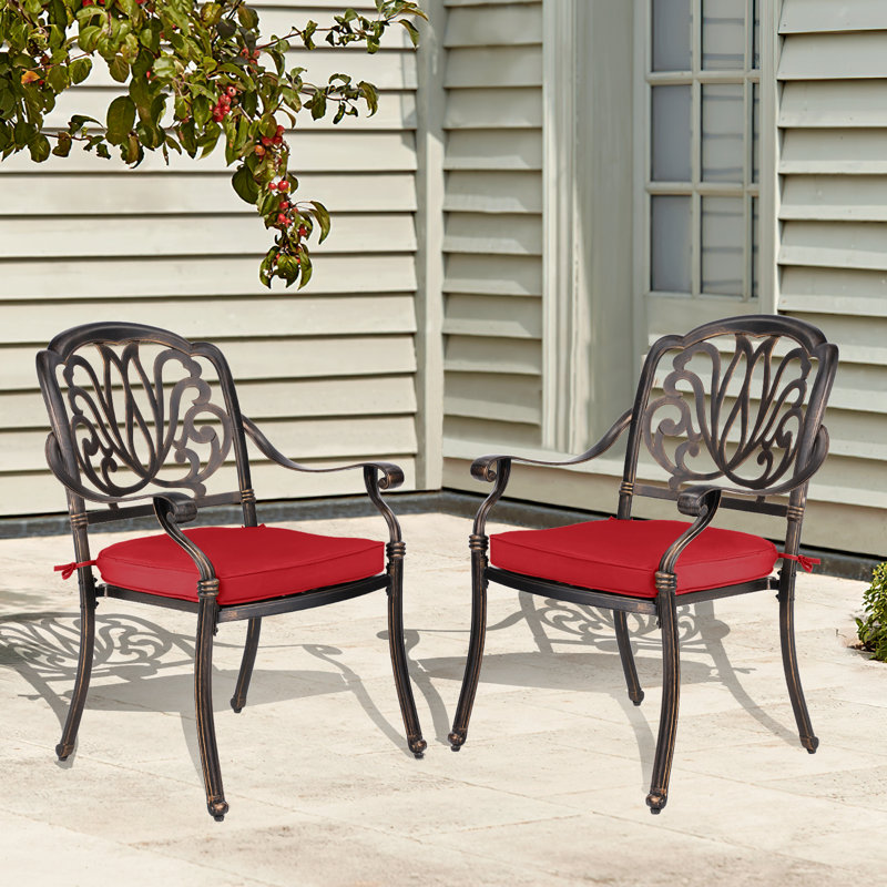 Chaise d'appoint de patio avec coussin Virdi, Rouge