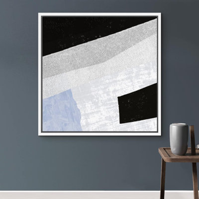 «Geometric Black Blue Color Block Landscape», reproduction d'art sur toile