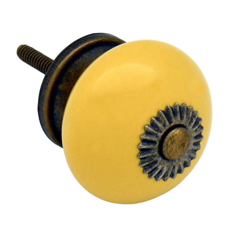 Nicola Spring - Round Ceramic Cabinet Knobs, Yellow