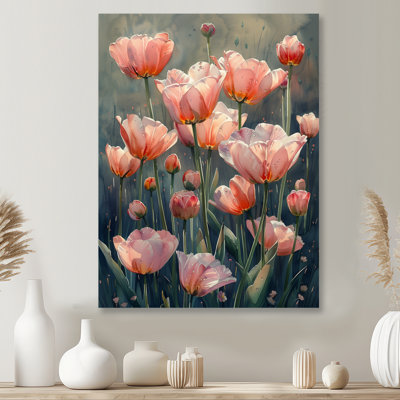 Décoration murale tulipes roses et vertes