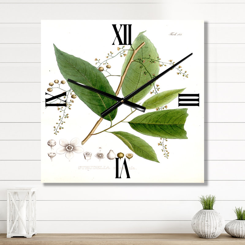 Plante brésilienne rétro I - horloge murale traditionnelle, Très grand