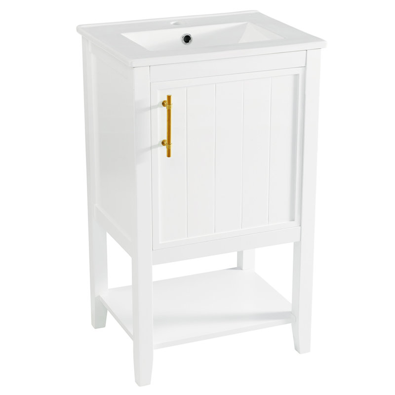 20" Bathroom Vanity With Sink, Blanc