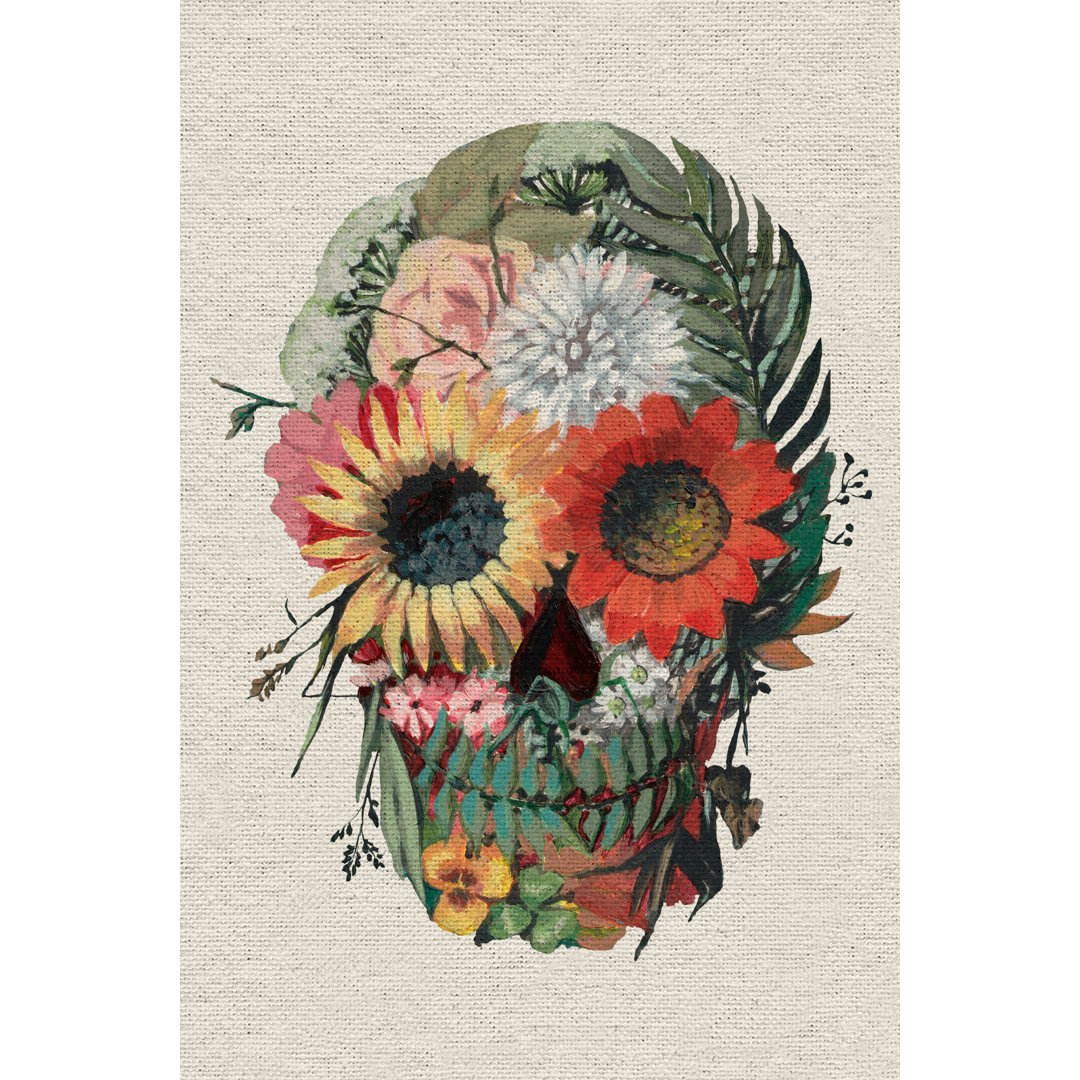 " Floral Skull Face " Painting Print Bungalow Rose