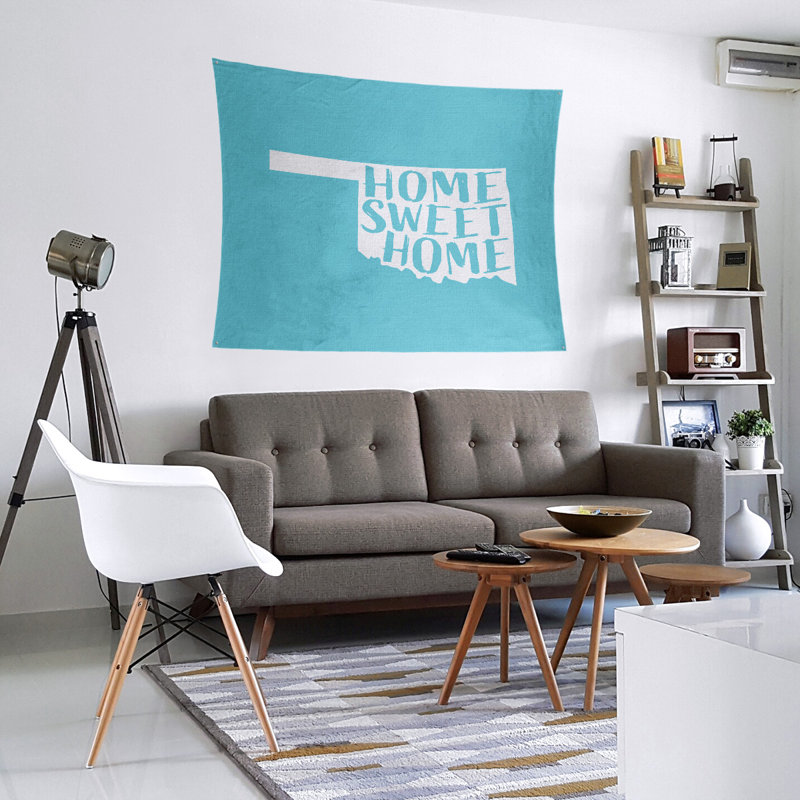 Tapisserie Home Sweet Oklahoma, H 27,5 po x l 37,5 po, Bleu sarcelle
