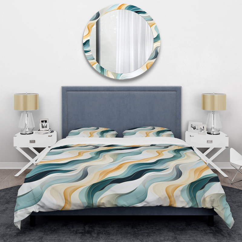 Coastal Reflections Abstract Duvet Cover, Twin Duvet Cover + 1 Standard Sham