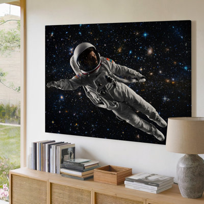 Canvas A Solitary Astronaut Drifts In The Infinite Void Of Space Wall Art Captured In A Striking Monochrome Palette That Highlights Canvas Wall Art