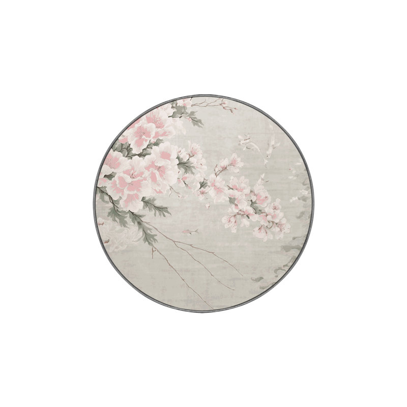 Machine Washable Gray Area Rug, Round 3'