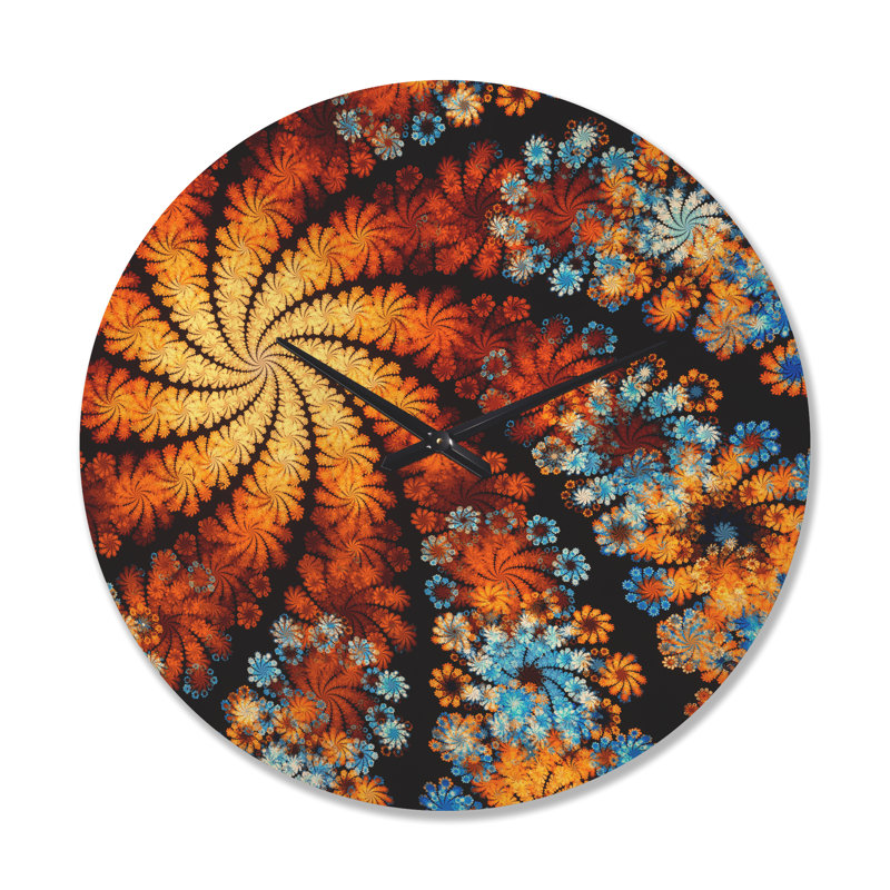 Rotation de fleurs colorées - horloge murale moderne en bois, Très grand